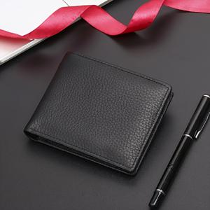 TEMU 남성용 비즈니스 정품 가죽 지갑 - 클래식 우아한 더블폴 디자인, 부드러운 마감, 다중 카드 슬롯 & 현금 수납공간, 물티슈 세척 가능, 블랙 - 신사에게 완벽한 선물