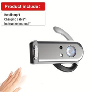 TEMU 충전식 초밝은 스포츠 헤드랜턴 모션 센서, 경량 휴대용 자석 클립 플래시라이트, 5가지 조명 모드, 캠핑·등산·낚시·러닝용|머리띠|후레쉬