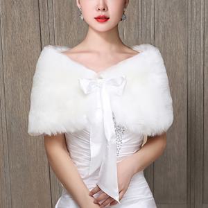 TEMU 여성의 우아한 크림 여우 모피 숄 - 부드럽고 따뜻한 폴리에스터 랩, 웨딩드레스 및 브라이드메이드 드레스, 저녁 드레스, 웨딩, 파티 - 빈티지 스타일의 장식 액세서리, 웨딩 숄, 파티 액세서리, 리본 장식, 복잡한 깃털 디자인