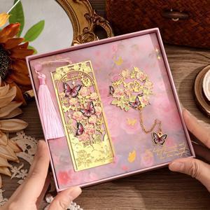 TEMU 2개 세트 금속 체인 나비 북마크, 빈티지 골드 홀로우 북마크, 생일 크리스마스 선물, 플래너 액세서리 문구류 여성 남성 작가 독서 애호가를 위한 책갈피