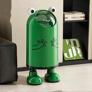 TEMU 뚜껑이 있는 귀여운 개구리 모양 - 스타일리시한 홈 데코, 침실, 거실, 기숙사, 사무실에 완벽 - 이상적인 선물, 기숙사 방 장식 | 장난기 있는 디자인 | 플라스틱 제작, 개구리 장식|쓰레기통