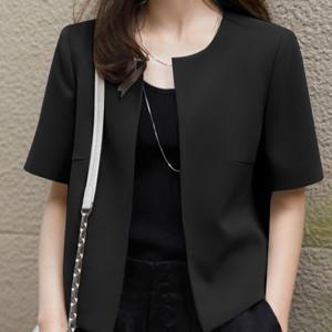 TEMU 플러스 사이즈 - 가벼운 플러스 사이즈 여성용 카디건 - 오픈 프론트 반팔 캐주얼 루즈핏 단색 루즈 데일리 코트 봄 여름 가을, 다용도 레이어링 피스, 계절 패션, 디자인, 스트레치되지 않은 원단