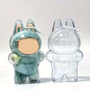 TEMU Labubu 시리즈용 투명 아크릴 인형 케이스 - 먼지 방지 및 쉽게 청소할 수 있는 보관 상자, 3.2 Cu Ft 용량, 귀여운 캐릭터 일러스트레이션으로 투명한 디자인, 수집용 인형을 위한 완벽한 보관 상자, 캐릭터 테마 액세서리, 보이는 콘텐츠 디자인