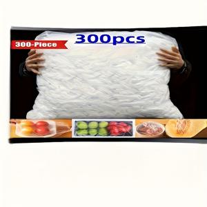 TEMU 300pcs 탄성 플라스틱 식품 포장 세트 - 재사용 가능한 신축성 있는 식품 보관 포장, 볼, 농산물 및 과일에 적합 - 다기능 주방 보관 솔루션, BPA 없는 투명 플라스틱, 가정용 보존