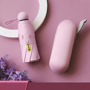 TEMU 컴팩트 여행용 케이스 포함 방풍 우산 - 가벼운 접이식 우산, 파스텔 컬러 (핑크, 라벤더, 블루, 그레이, 화이트, 베이지, ) - 여행, 출퇴근, 일상 사용에 이상적, 내구성 강한 스타일리시 액세서리