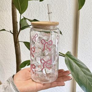 TEMU 1개 휴대용 나비무늬 플라스틱 컵, 16oz 재사용 가능, 커피/차/우유/과일주스 - 여름철 업무, 공부, 여가 필수품