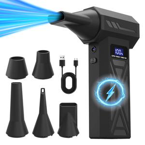 TEMU 350000RPM 터보 제트 팬 - 4000mAh 무선 휴대용 강력 팬 (디스플레이, LED 조명, USB-C 충전 지원) | 고속 휴대용 팬 (냉각, 차량, 캠핑, 눈, 키보드, 컴퓨터, 먼지 제거용) | 휴대용 냉각 장치, 키보드 클리너|차량용선풍기|캠핑선풍기