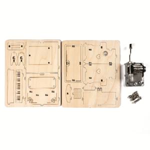 TEMU DIY 목재 모델 키트, 피아노 손잡이 음악 상자, 기계 조립 세트, 청소년 및 성인용 건축 선물