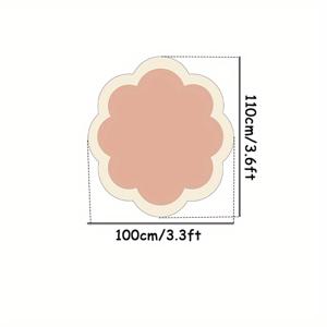 TEMU 1개 초두꺼운 10mm 플러시 매트 - 미끄럼 방지 백킹, 우아한 핑크 꽃무늬 디자인 거실·침실·커피 테이블용 럭셔리 소프트 바닥매트 (손세탁 전용), 모던 홈 데코 매트, 고품질 폴리에스터, 인테리어 디자이너용 창의적인 아트 피스