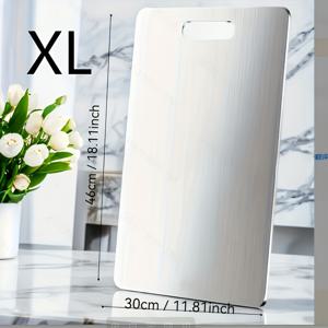 TEMU 1개 대형 독일 스테인리스 스틸 도마 - 내구성 강화, 세척 쉬움, 위생적 식품 준비용 보드, 셰프 나이프 호환 가능, 고기·채소·치즈·빵에 이상적 - 전문가 및 가정용 주방, 세련된 메탈릭 디자인, 튼튼한 주방용품