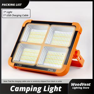 TEMU 1개 LED 태양광 충전식 휴대용 전기등, 대형 야외 캠핑 조명, USB 충전 지원, 휴대폰 충전 가능 플래시라이트, 후크 및 회전 스탠드 작업등, IP66 방수 낚시등|후레쉬