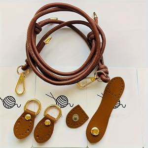 TEMU 5개 DIY 뜨개질 가방 액세서리 인조 가죽 조절 가능한 버클, 호박 모양 버클, 패셔너블 인조 가죽 어깨끈과 수제 공예 재료, DIY 지갑 만들기