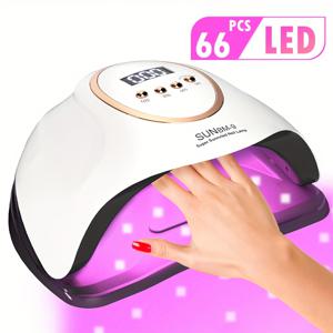TEMU 고출력 네일 램프 66개 LED 전구 포함 - 전문가용 네일 드라이어, 플러그인 충전, 4단계 타이머 모드, 스마트 적외선 센서, 네일 살롱 및 가정 사용에 이상적, 네일 테크 액세서리, 살롱 장비, 세련된 디자인, 내구성 있는 플라스틱, 고품질 전구, 살롱 전문가