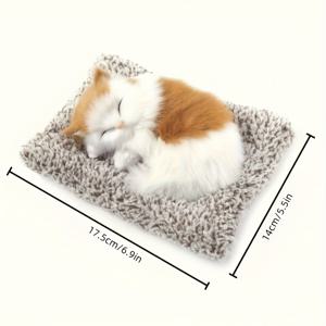 TEMU 핸드메이드 리얼리스틱 잠자는 고양이 차량 장식 - 블랙 & 화이트 소프트 퍼, 대시보드 또는 시트용 귀여운 잠자는 고양이 피규어, 내구성 있는 자동차 인테리어 액세서리, 재미있는 디자인, 고품질 공예