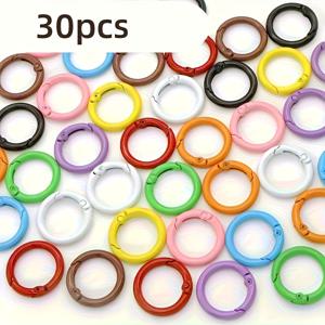 TEMU 30개 25mm 짐산 합금 스프링 O-링 버클 - 다색(분홍, 파란색, 녹색, 노란색, 빨간색, 검정색, 흰색, 갈색) 내구성 있는 키체인 클립, 열쇠, 가방, 핸드백에 적합 - 안전하고 쉽게 부착/제거 가능, 지갑 액세서리, 부드러운 표면, 신뢰할 수 있는 하드웨어, 정리 도구|키링|키링부자재