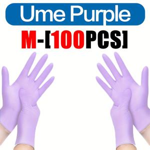 TEMU 100개입, 일회용 자주색 니트릴 장갑 - 타투, 네일 케어, 페인팅, 설거지, 애완동물 목욕, 주방 및 욕실 청소용