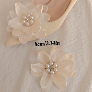 TEMU 2개 세트 신발 클립, 한국 스타일 멀티 레이어 튤 플라워 3D 장식 - 부츠와 스니커즈용, 가방 및 의류 다용도 액세서리