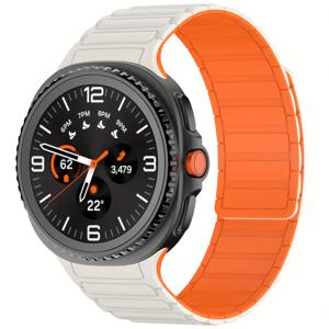 TEMU 고품질 자석형 실리콘 시계줄 - for Samsung Galaxy Watch 8 (40mm, 44mm, Classic 46mm) 호환. 무봉제 조절, 듀얼컬러 디자인, 커플용으로 세련된 사이즈로 내구성과 땀방지 기능
