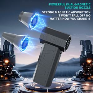 TEMU 105,000 RPM 강력한 먼지 제거 팬, 브러시리스 모터 장착, 타입-C 빠른 충전 및 4000mAh 재충전 배터리 - 휴대용 핸드헬드 디자인, 교체 가능한 2개의 노즐 포함, 자동차, 차량 내부 청소, 가정 다목적 청소, 컴퓨터|차량용선풍기