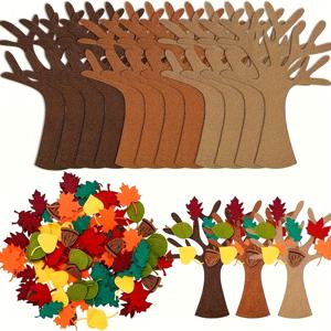 TEMU 96개/세트 클래식 펠트 트리 크래프트 키트, DIY 가을 추수감사절 파티 선물, 홈 교사 문 벽 장식, 전기 불필요, 깃털 없음, 할로윈, 부활절, 하누카, 성인용 홈 데코레이션에 적합