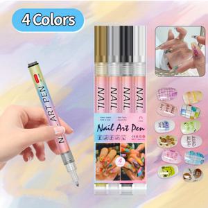 TEMU 12색 네일 아트 마커 - 빠른 건조 젤 펜으로 DIY 매니큐어 디자인, 꽃무늬 및 라인용 생생한 색상, 4개의 컬러 브러시 & 12가지 쉐이드 포함, 네일 아트 용품, 창의적인 네일 아트, 스타일리시한 네일 아트, 내구성 있는 플라스틱 펜|젤네일|네일재료