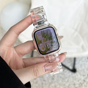 TEMU 투명 링크 여성용 아이워치 밴드 44mm 45mm 41mm 38mm 42mm 46mm 44mm 40mm 울트라 2/3 49mm 패션 세 구슬 캔디 레진 스트랩 호환 아이워치 시리즈 11 10 9 8 SE3 7 6 5 4 3|팔찌
