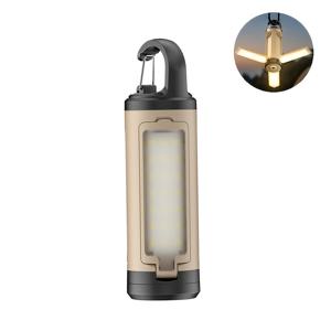 TEMU 1개 충전식 LED 접이형 캠핑랜턴, 텐트등, 하이킹용 휴대용손전등, USB 충전가능, 36° 3단 잎사귀 디자인, 배터리표시기 6모드, 후크걸이 텐트조명, 야외/캠핑/여행/비상용|텐트|캠핑랜턴|후레쉬