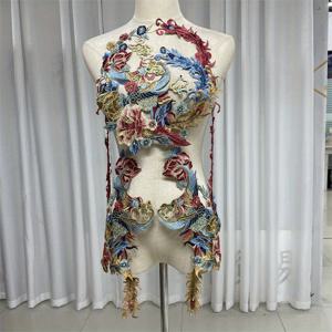 TEMU 1개 - 화려한 불사조 자수 패치 - 민족 스타일 치파오 디자인 - 고급스러운 수제 DIY 의류 액세서리, 봉제용, 스카이 블루/복숭아/오렌지/라이트 옐로우/아쿠아/화이트/블러쉬/로터스/버건디/틸 색상 가능