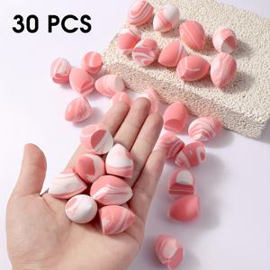 TEMU 30개의 미니 듀얼 컬러 티어드롭 메이크업 스펀지, 수분 친화성 PU 블렌딩 스펀지로 파운데이션, 코튼실러, 아이섀도를 위한 무향 뷰티 도구, 모든 피부 타입에 적합