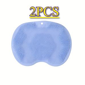 TEMU 2개 세트 미끄럼 방지 샤워 발 스크러버 마사지기 - 내구성 쿠션 및 미끄럼 방지 베이스, 부드러운 각질 제거 패드, 당뇨병 환자/노인용 발 관리, 욕실 사용 가능 - 배터리 불필요, 쉬운 청소, 건강한 발 케어, 위생 강화