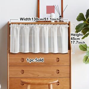 TEMU 1pc 화이트 시어 컷아웃 커튼, 일본식 목가 스타일 폴리에스터 패널, 레이스 디테일링, 거실, 침실, 주방 및 문구 장식용 조절 가능한 로드 포켓 디자인, 사생활 강화 커튼|레이스 디테일 커튼|야드 염색 직물|커튼봉