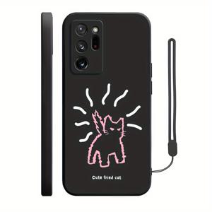 TEMU 귀여운 만화 휴대폰 케이스 삼성 노트20 울트라/10플러스/노트 20/노트 10 캣 + TPU 핸드 스트랩|핸드폰스트랩