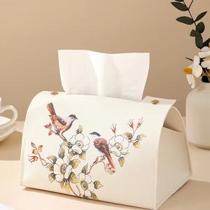 TEMU 1pc 우아한 꽃 디자인 직사각형 티슈 박스 커버, 거실, 식당 및 욕실용 장식용 종이 타월 거치대, 고급 보관 정리기