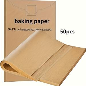 TEMU 50/100개 파치먼트 페이퍼 베이킹 시트, 9 X 13인치, 미리 자른 논스틱 파치먼트 시트, 베이킹, 요리, 그릴링, 에어 프라이어 및 스티밍용 - 미백되지 않은, 하프 시트 팬에 적합, 이드 알-아드하 무바라크|에어프라이어