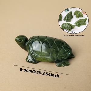 TEMU RUNYANGSHI 광택 있는 녹색 돌 거북이 조각상 - 손으로 조각한 장식, 생생한 디테일, 집이나 사무실 책상에 이상적, 완벽한 휴일 선물, 거북이 장식