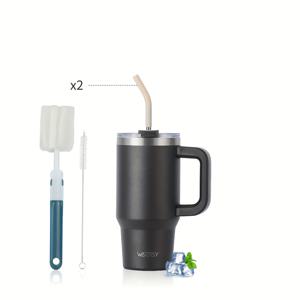 TEMU 1pc WATERSY 304 스테인레스 스틸 20Oz/591Ml 냉장 보존 및 냉장 보존을 위한 물병, 2 in 1 누출 방지 뚜껑, 스테인레스 스틸 솔, 솔 브러시, 컵 브러시, 2개의 실리콘 노즐, 골드 스탬핑 컬러 박스