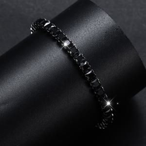 TEMU 4Mm 블랙 스퀘어 큐빅 합성 지르콘 테니스 팔찌 - 합성 합성 지르콘과 구리로 제작, 일상 착용 및 선물에 적합, 결혼식, 기념일, 캐주얼 의상에 완벽 - 추수감사절, 크리스마스, 아버지의 날에 이상적인 선물.