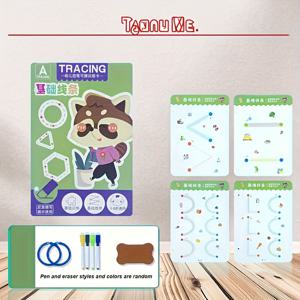 TEMU 3-6세용 재사용 가능한 교육용 연습책 34페이지, 지우개 쓰기 추적 패드, 내구성 있는 종이 재료, 휴일 동안 통제 훈련 및 깨우침 연습에 이상적, 어린이 교육용 워크북 | 상호 작용 학습 | 지우개 페이지, 어린이 교육용 워크북