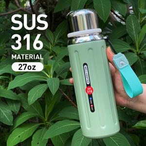 TEMU 1개 27oz 316 스테인리스 스틸 보온 물병, 누수 방지 플립탑 뚜껑 & 손잡이 포함된 이중벽 진공 단열 재사용 컵, 매트 마감, 4가지 색상 (레드/민트 그린/화이트/핑크/블랙) - 야외 활동, 캠핑, 체육관, 사무실용, 휴일 선물로 완벽한 슬림 디자인의 내구성 있는 물병