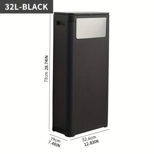 TEMU 25L/6.6갤런 & 32L/8.45갤런 프레스-토-클로즈 뚜껑이 있는 듀얼탑 - 조용한 닫힘, 주방 및 야외 사용을 위한 내구성 있는 플라스틱 사각형 디자인 - 공간 절약, 전기 필요 없음|쓰레기통