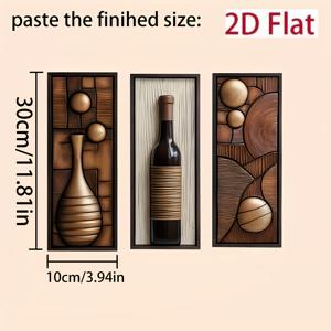 TEMU 2D 플랫, 3pcs 2D Flat 리얼리스틱 우드벽아트 - 모던 레트로 스타일 수제목재 월데코 with 기하학적 & 추상디자인, 침실/거실/현관용 벽걸이 홈데코 (전기 불필요), 나무장식품, Entryway Enhanment, 천연텍스처 Highlight, 2D Flat Halloween Christmas Decorations