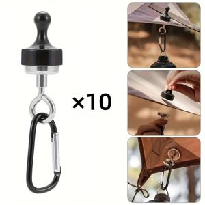 TEMU 2, 5, 또는 10개의 세트로 제공되는 강력한 자석 캠핑 후크, 철로 제작되어 있으며, 텐트, 천막, 장비 연결, 캠핑, 하이킹, 야외 모험을 위한 안전한 매달림 기능을 제공합니다.
