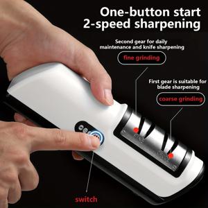 TEMU 2단 속도 조절 USB 충전식 전기 칼날 샤프너 - 주방 및 가정용 칼에 적합한 연마 시스템, 내구성 있는 플라스틱 디자인, 아버지의 날/크리스마스 선물로 완벽, 효율적인 날 연마 기술|전동채칼