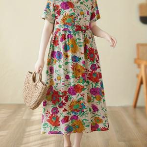 TEMU 여성용 V넥 드레스 - 가벼운 핏 탑 & 포켓이 달린 플로우 스커트, 반팔 봄 여름 가을 캐주얼 원피스, 비치 아웃팅 피크닉 브런치 의류, 통기성 좋은 소재, 비투명 패션 여성복