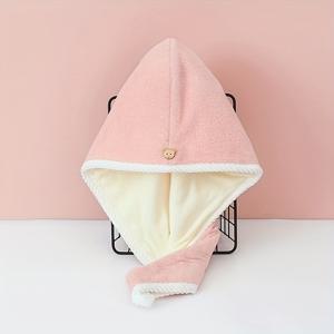 TEMU 투톤 드라이 헤어 캡 여성용 퀵드라이 타월 터번 - 두꺼운 코랄 플리스, 및 컬리 헤어스타일에 적합, 3가지 색상 제공