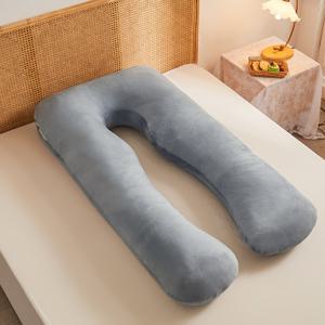 TEMU 사이드 슬리퍼를 위한 인체공학적 U자형 임신 베개 - 탈착식 충전재, 세탁 가능한 코랄 플리스 커버 포함 - 등 통증 완화용 임산부 바디 서포트 쿠션, 여행용 휴대용 임신 베개 (블랙), 휴대가 편리한 수면 액세서리, 부드러운 질감, 내구성 있는 소재, 임신 여성용|허리보호대