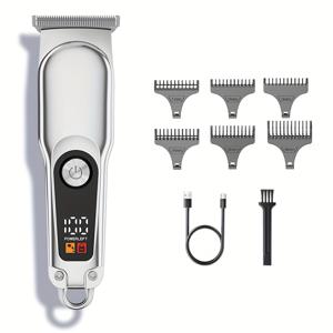 TEMU 트리머, 남성용 면도기, 미용 도구, 수염 스타일링 트리머, LED 화면 포함, 대머리/헤어스타일/쿨 사이드버너 트리머, Type-C 충전, 6종 크기 도구 세트, 헤어살롱/홈 사용 가능, 남자친구 선물, 완벽한 선물