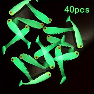 TEMU 40/80개 야광 슬로우 플로팅 루어 1.97인치 실리콘 미끼 중성 부력 농어 송어 낚시 키트
