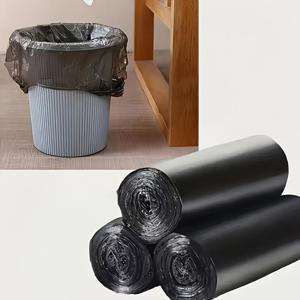 TEMU 3 롤 60 대의 대형 검은색 쓰레기 봉투 - 내구성 있는 PE 소재, 누출 방지 및 냄새 방지, 주방, 거실, 침실, 욕실, 사무실에 적합 - 다기능 일회용 플라스틱 봉투 | 누출 방지 봉투 | 냄새 방지 봉투