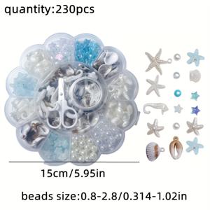 TEMU 8-28mm 아크릴 블루 & 화이트 비즈 DIY 오션 비드 세트 | 해마, 조개, 바다별 장식용 비드 - 팔찌, 핸드체인, 폰 체인 제작 완벽한 주얼리 만들기 세트 & 여성을 위한 선물, 하와이아 열광자들을 위한 멋진 디자인